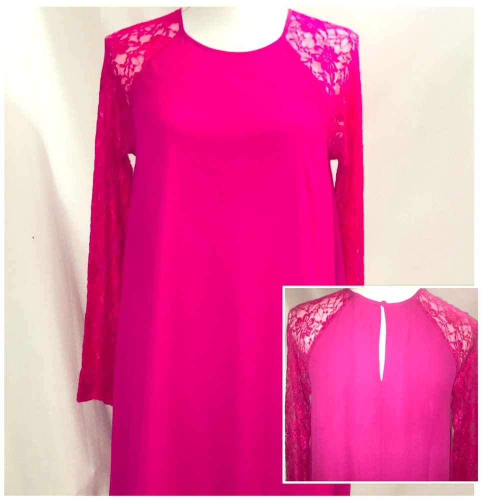 5/$15 💕Tobi Fuschia Lace & Flow Dress💕